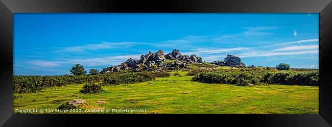 Hound tor, Dartmoor .Panorama  Framed Print by Ian Stone