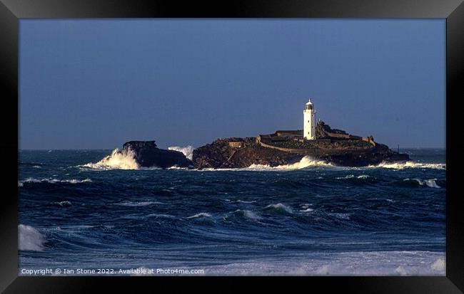 Godrevy lighthouse in Cornwall  Framed Print by Ian Stone