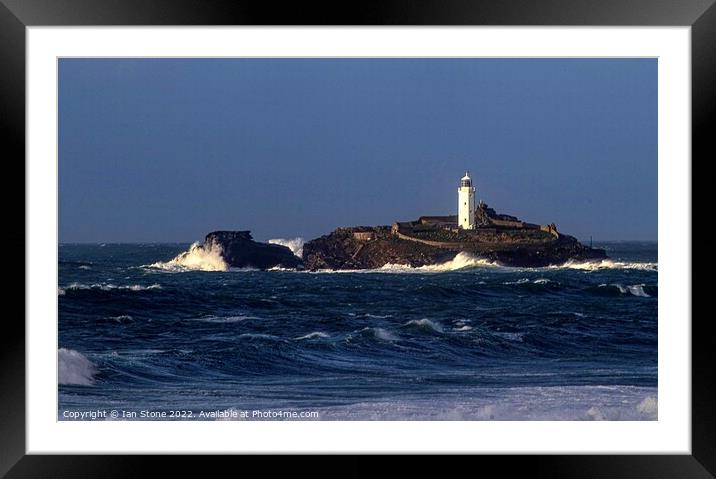 Godrevy lighthouse in Cornwall  Framed Mounted Print by Ian Stone