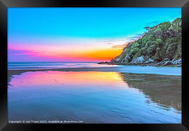 Serene Sunset at Mothecombe Beach Framed Print by Ian Stone