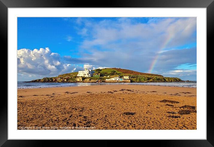 Burgh Island Rainbow  Framed Mounted Print by Ian Stone