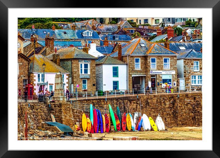 Vibrant Boards at Mousehole Harbour Framed Mounted Print by Ian Stone