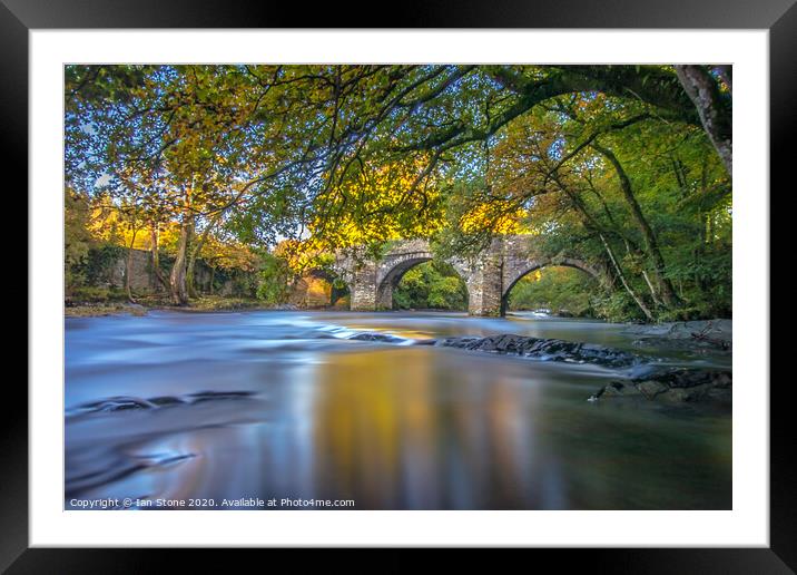 Serene Bridge Over River Dart Framed Mounted Print by Ian Stone