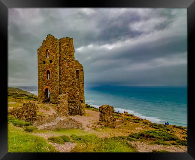 Blustery day at Wheal Coates mine Framed Print by Ian Stone