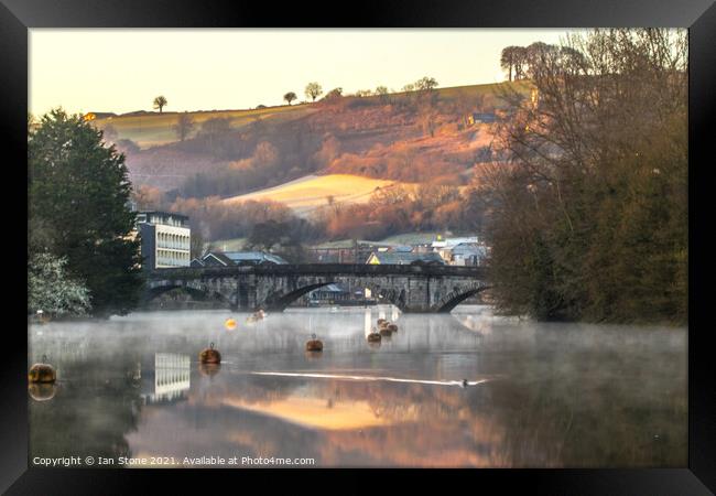 Early morning mist on the River Dart  Framed Print by Ian Stone