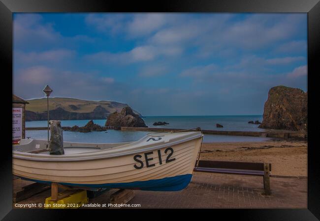 Harbour beach, Hope Cove  Framed Print by Ian Stone