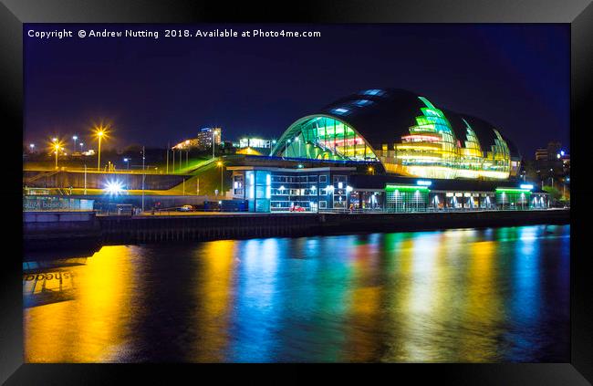 The Sage Gateshead at night. Framed Print by Andrew Nutting