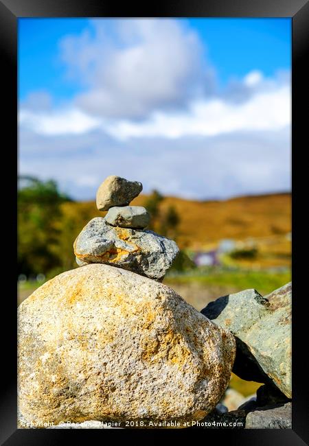 Skye stone cairn Framed Print by Rosaline Napier