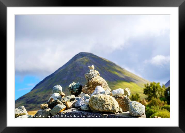 Stone cairn and Glamaig Framed Mounted Print by Rosaline Napier