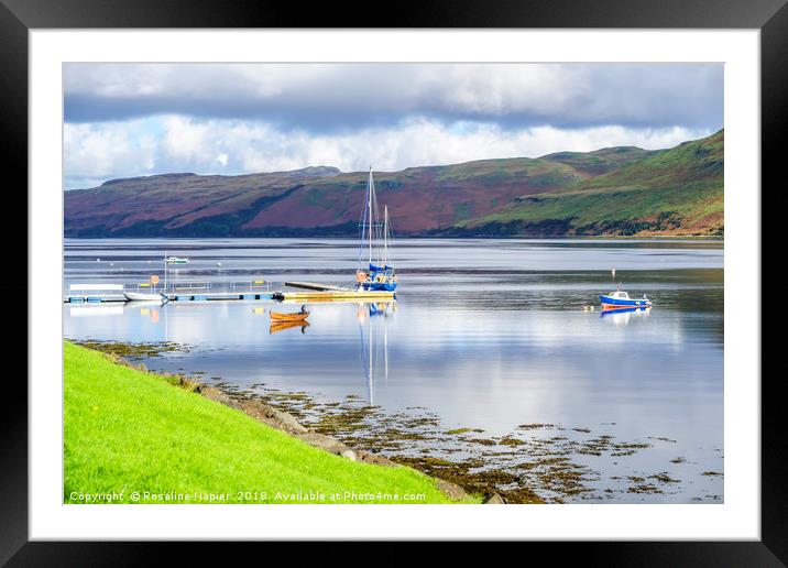 Boat reflections on Loch Harport Framed Mounted Print by Rosaline Napier