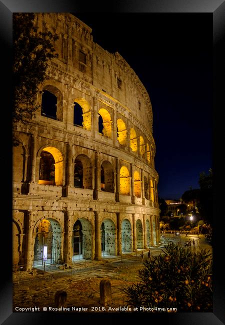Colosseum section at night Framed Print by Rosaline Napier