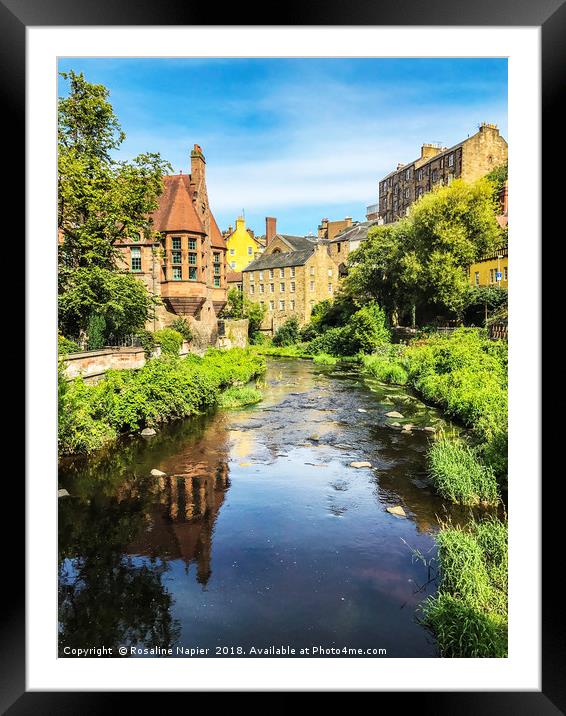 Dean Village Water of Leith Framed Mounted Print by Rosaline Napier