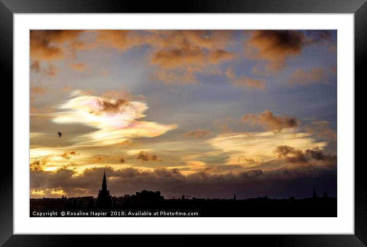 Nacreous clouds over Edinburgh Framed Mounted Print by Rosaline Napier
