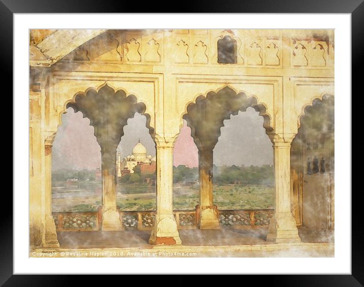Taj Mahal from Agra Fort watercolour Framed Mounted Print by Rosaline Napier