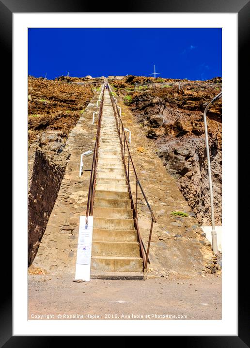 Jacobs Ladder Saint Helena and blue sky Framed Mounted Print by Rosaline Napier