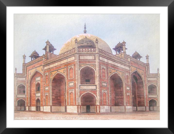 Humayans Tomb Delhi Watercolour Framed Mounted Print by Rosaline Napier