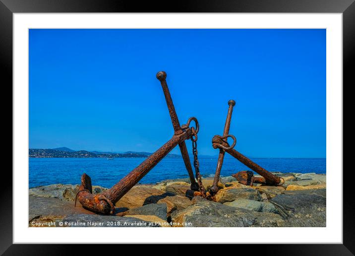 Pair of anchors St Tropez Framed Mounted Print by Rosaline Napier