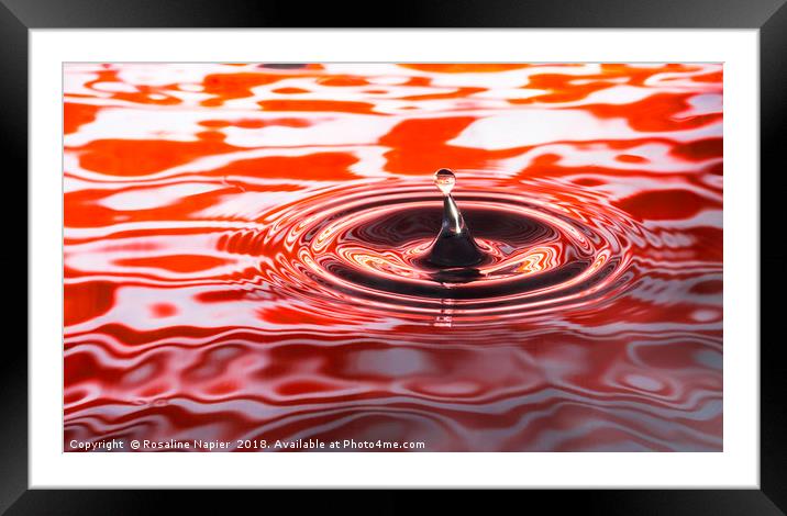 Water droplet on orange rippled background Framed Mounted Print by Rosaline Napier