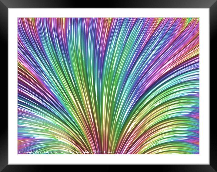 Pastel rainbow fan fractal abstract Framed Mounted Print by Rosaline Napier