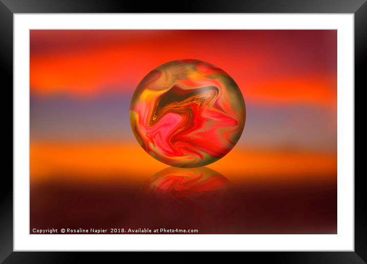 Glass globe on sunset background Framed Mounted Print by Rosaline Napier