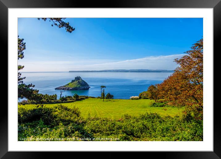 Meadfoot Bay and Thatchers Rock Framed Mounted Print by Rosaline Napier