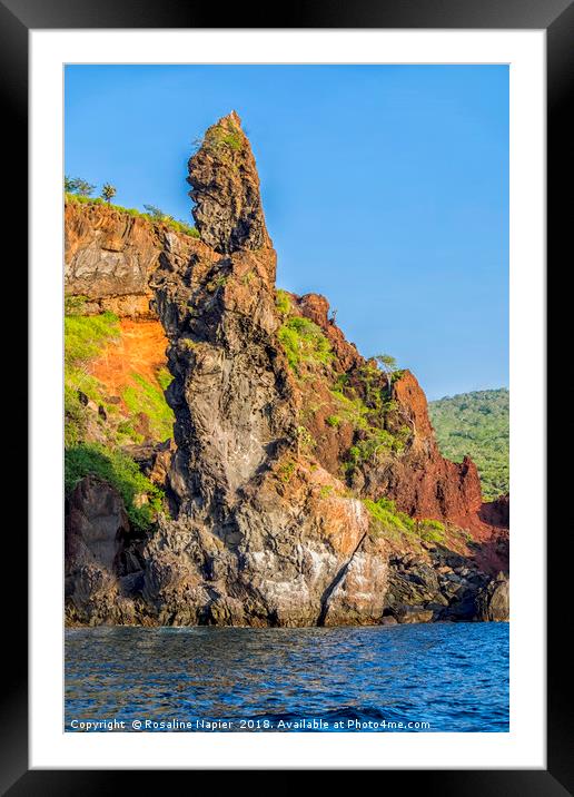 Praying Priest rock formation Galapagos Framed Mounted Print by Rosaline Napier