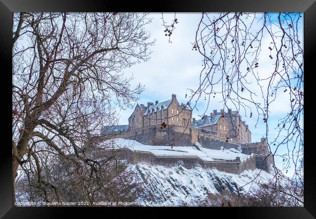Edinburgh Castle Winter Framed Print by Rosaline Napier