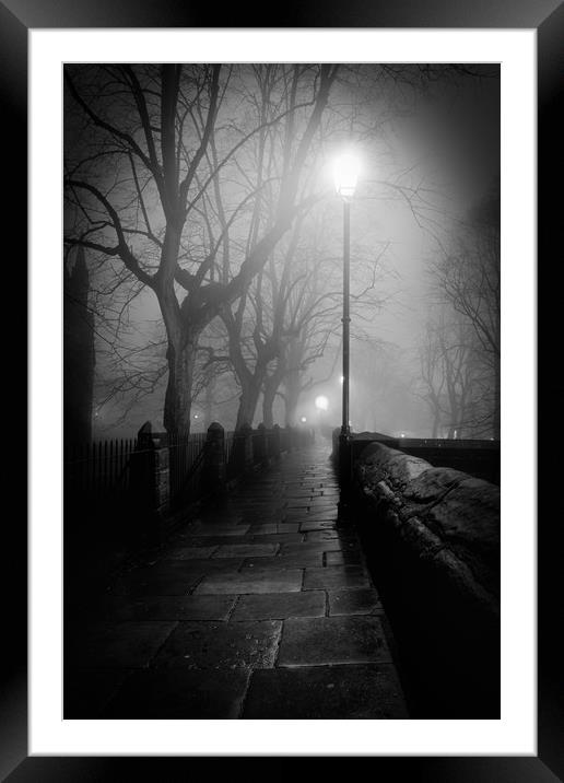 The Misty Walk - Black and White Framed Mounted Print by Mike Evans