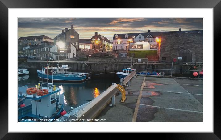 Seahouses Harbour At Night Framed Mounted Print by Kevin Maughan