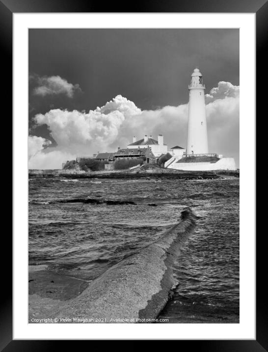 St Marys Lighthouse And The Causeway Framed Mounted Print by Kevin Maughan