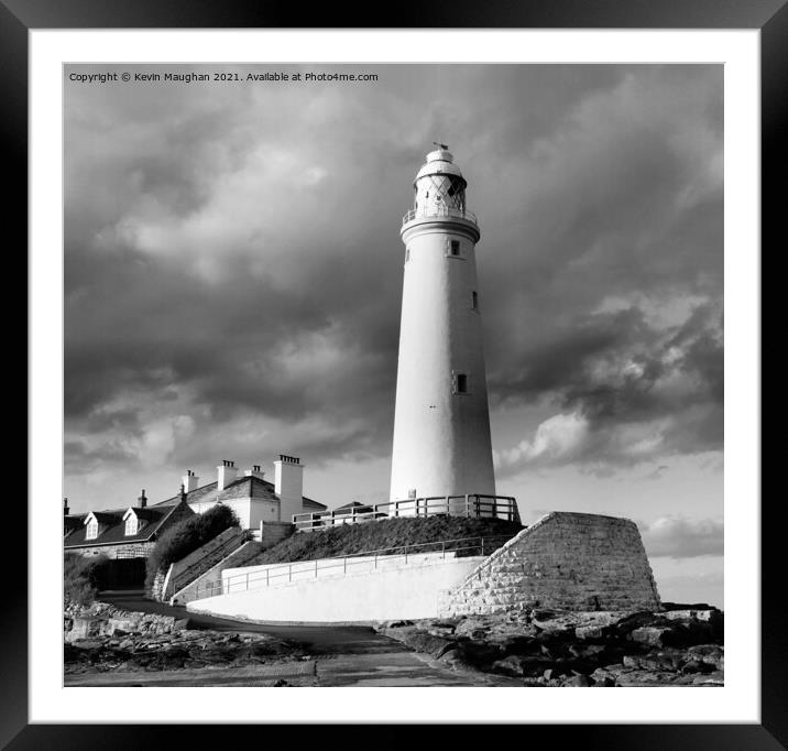 Majestic Monochrome Lighthouse Framed Mounted Print by Kevin Maughan