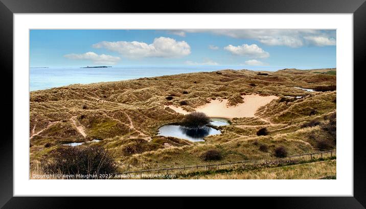 Bamburgh Beach With Holy Island In The Background Framed Mounted Print by Kevin Maughan