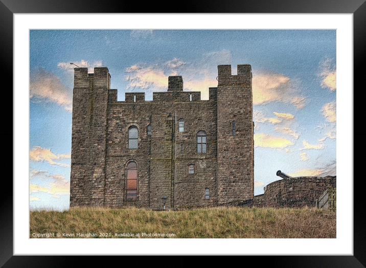Bamburgh Castle (Sketch Style 4) Framed Mounted Print by Kevin Maughan
