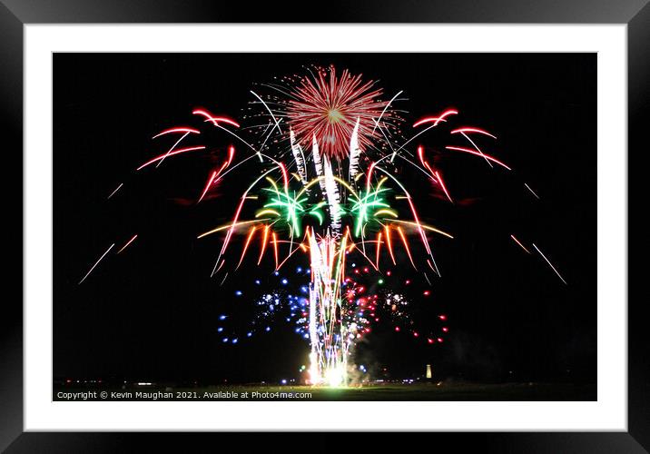 Fireworks At Whitley Bay Framed Mounted Print by Kevin Maughan