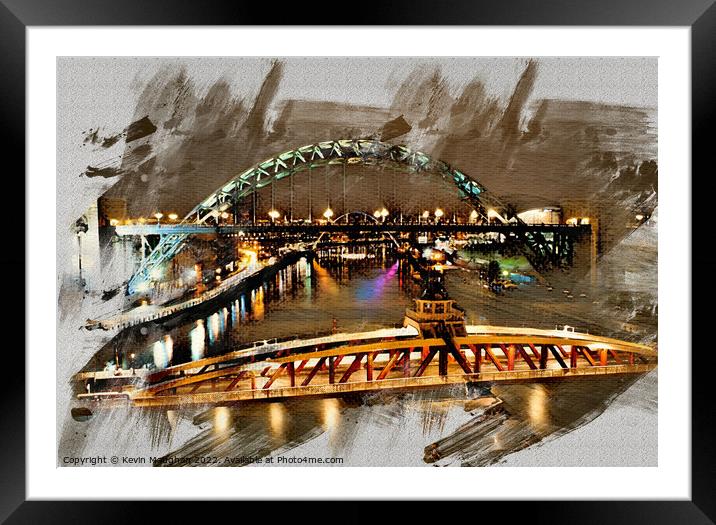 Bridges Over The Tyne (Digital Art) Framed Mounted Print by Kevin Maughan