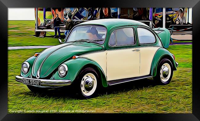 Volkswagen Beetle 1967 (2) (Digital Cartoon Art) Framed Print by Kevin Maughan