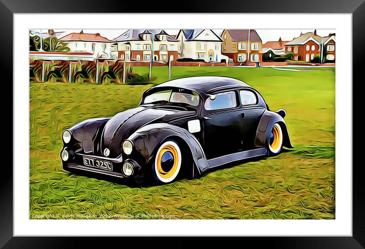 Volkswagen Beetle Customised (Digital Cartoon Art) Framed Mounted Print by Kevin Maughan
