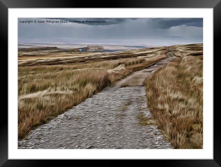 Tan Hill Pub And Pennine Way (Digital Art Version) Framed Mounted Print by Kevin Maughan