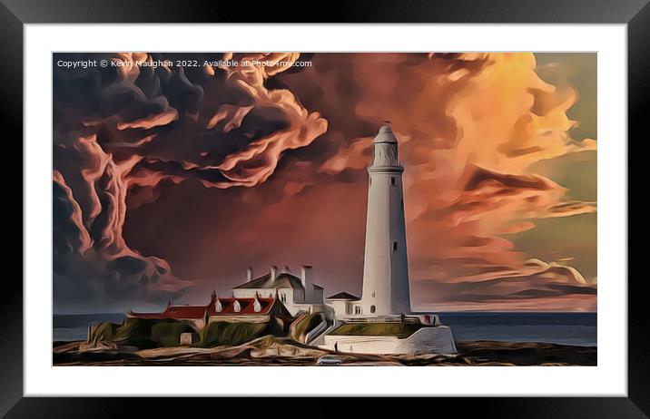Abstract St Marys Lighthouse (Digital Art Version) Framed Mounted Print by Kevin Maughan