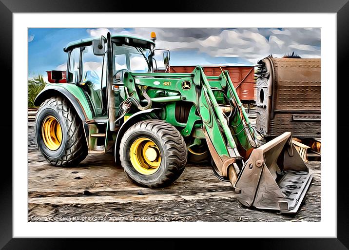 John Deer Tractor (Digital Art Version) Framed Mounted Print by Kevin Maughan