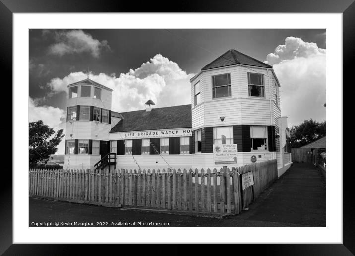Life Brigade Watch House Tynemouth (Black And Whit Framed Mounted Print by Kevin Maughan