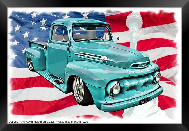 Vintage Ford F1 Pickup in Digital Art Framed Print by Kevin Maughan