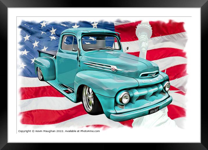 Vintage Ford F1 Pickup in Digital Art Framed Mounted Print by Kevin Maughan