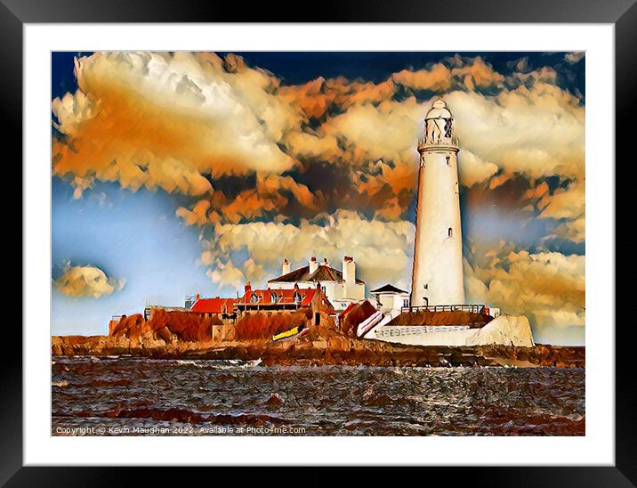 St Marys Lighthouse (Digital Art Version Framed Mounted Print by Kevin Maughan