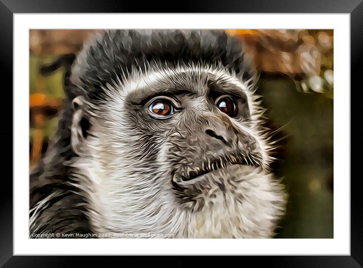 Majestic Colobus Monkey in a Digital Art Masterpie Framed Mounted Print by Kevin Maughan