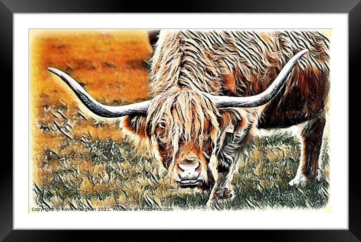 Highland Cow (Texture Finish Digital Art) Framed Mounted Print by Kevin Maughan