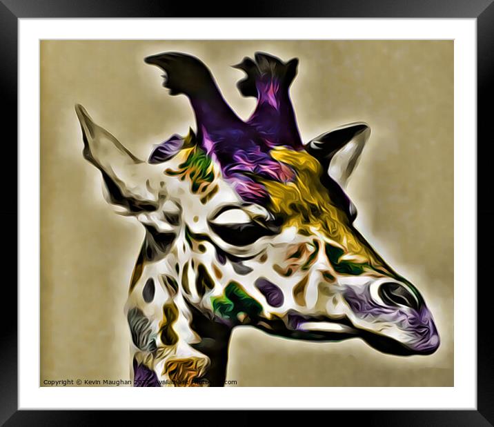 Majestic Giraffe in Art Deco Style Framed Mounted Print by Kevin Maughan