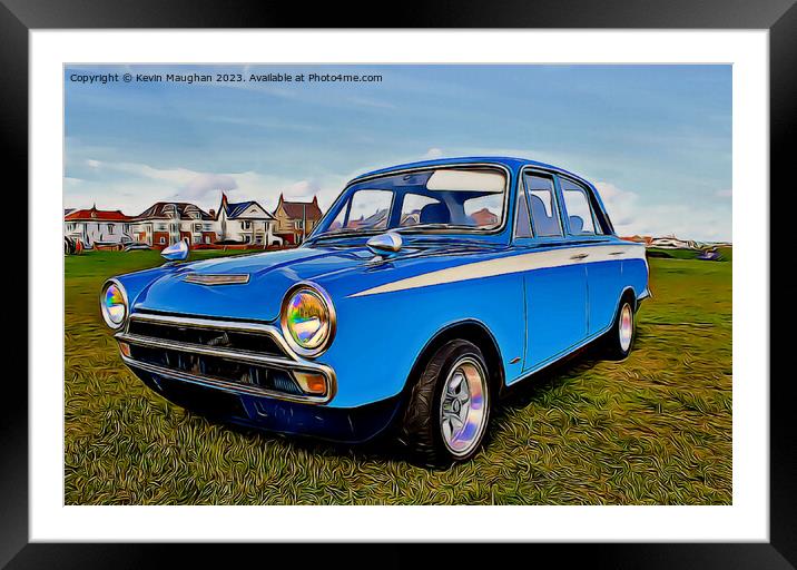Blue Classic Ford Cortina Framed Mounted Print by Kevin Maughan