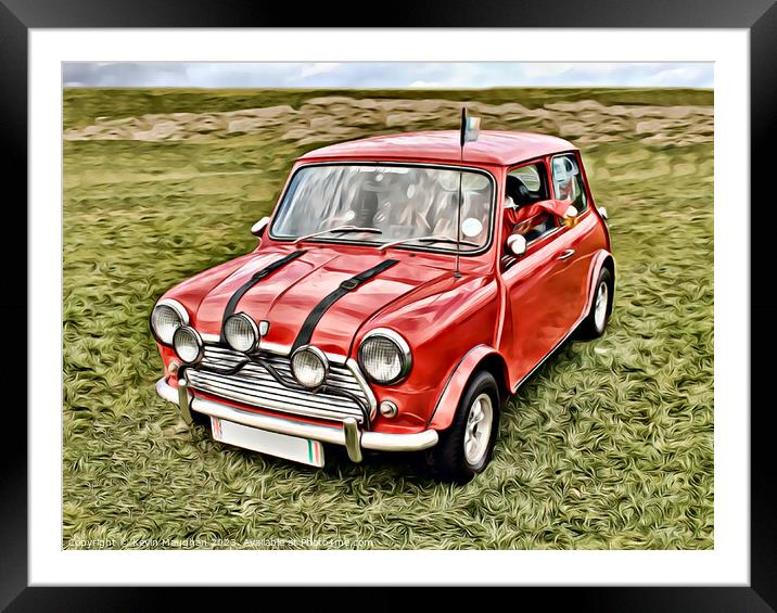 The Iconic Red Mini: The Italian Job Replica Framed Mounted Print by Kevin Maughan