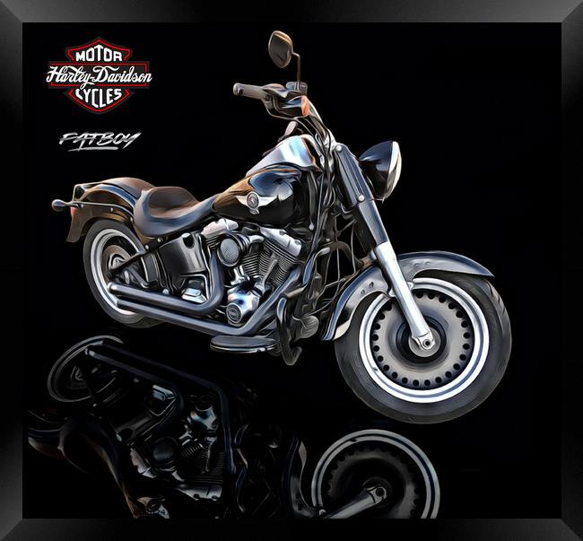 Harley Davidson Fat Boy Motorbike Framed Print by Kevin Maughan